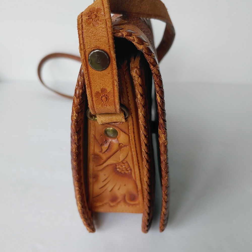 Vintage Tooled Leather Bag - image 3